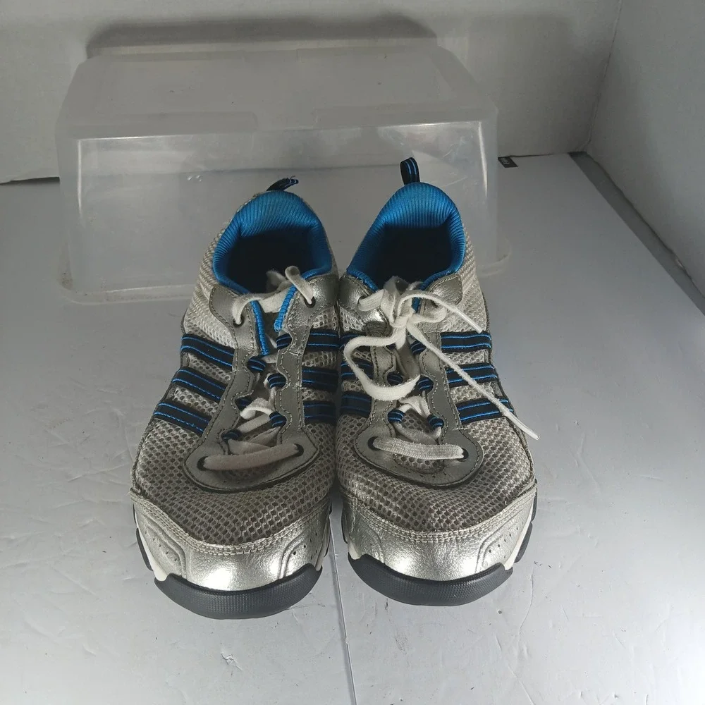 Adidas G11337 Running Shoes 8.5 Silver Blue Y2K Metallic Retro‎ Techwear